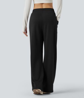 High Waisted Straight Leg Yoga Pants with Pockets