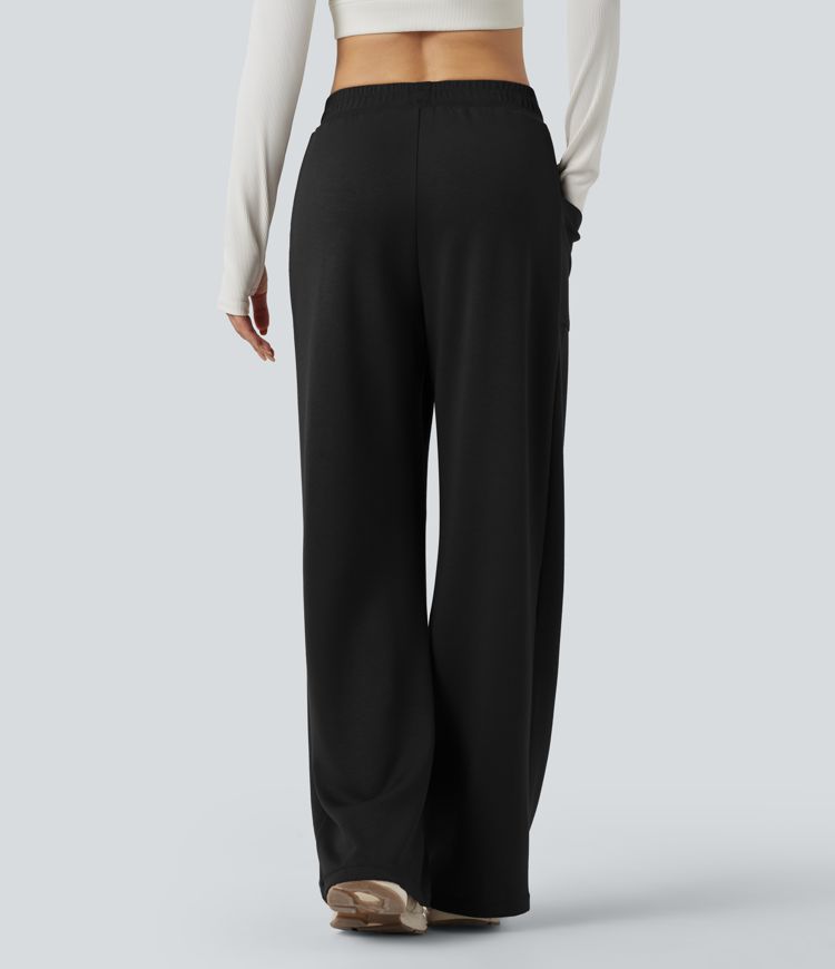 High Waisted Straight Leg Yoga Pants with Pockets