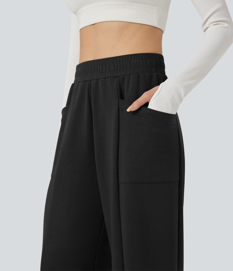 High Waisted Straight Leg Yoga Pants with Pockets