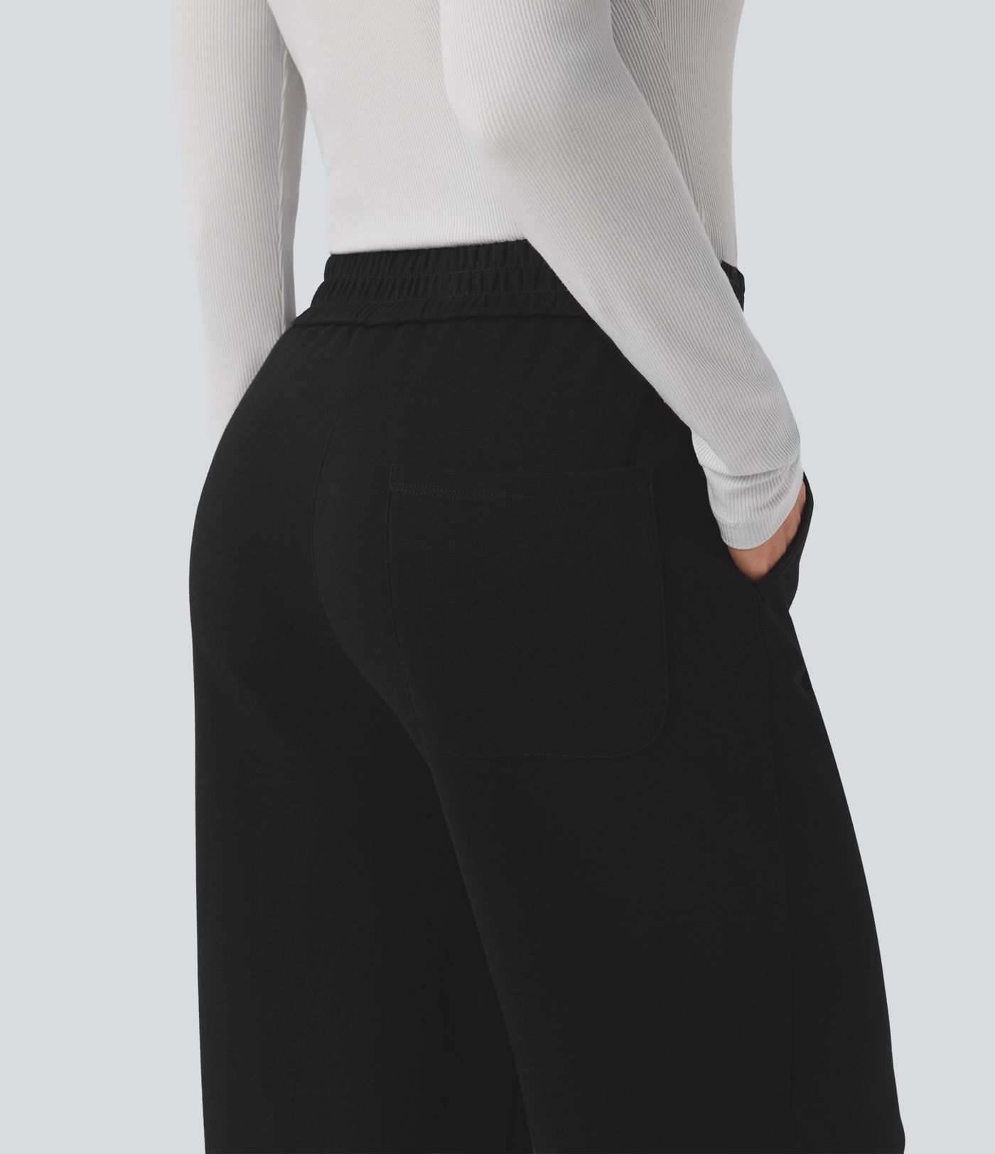 High Waisted Straight Leg Work Pants with Pockets