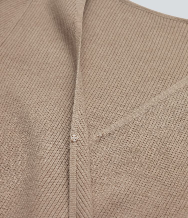 V-neck Long Sleeve Crossover Slim Work Sweater