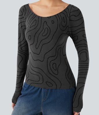 OneForm Seamless Flow Scoop Neck Long Sleeve Casual Sports Tops