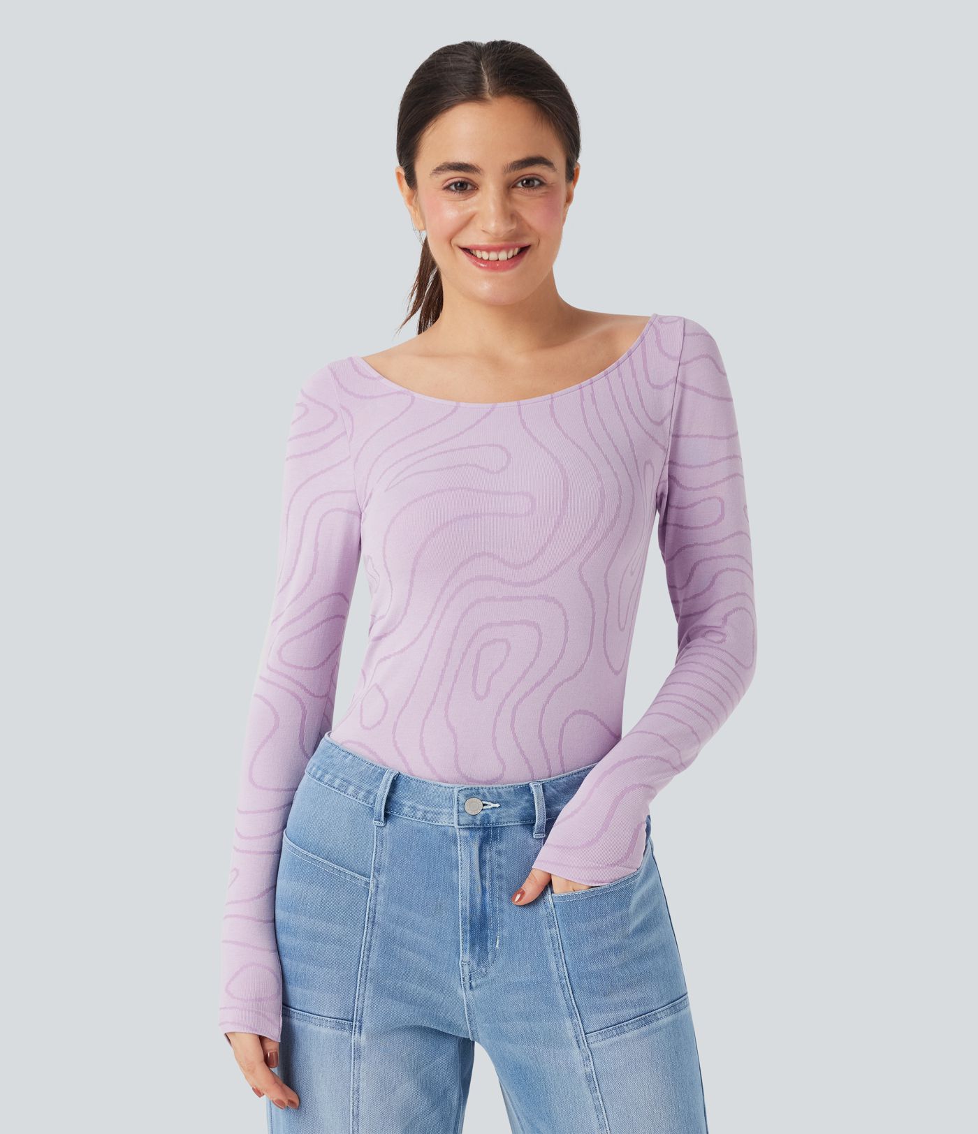 OneForm Seamless Flow Scoop Neck Long Sleeve Casual Sports Tops