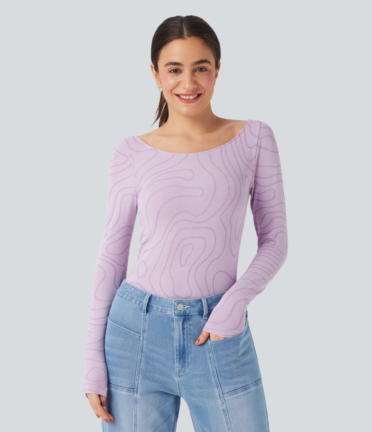 OneForm Seamless Flow Scoop Neck Long Sleeve Casual Sports Tops