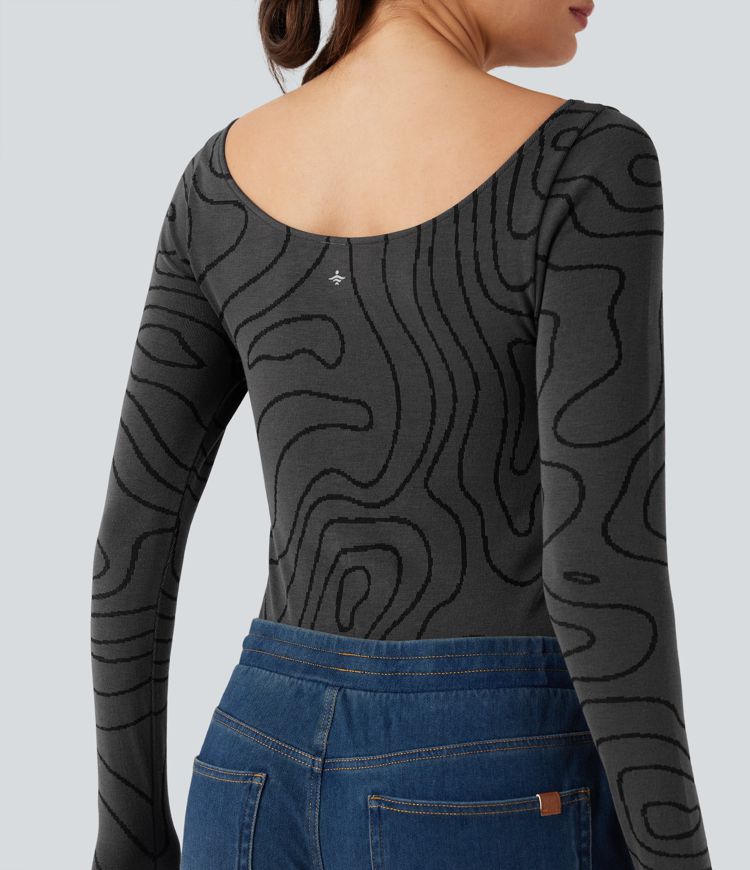 OneForm Seamless Flow Scoop Neck Long Sleeve Casual Sports Tops