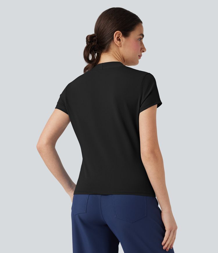 V Neck Short Sleeve Work Top