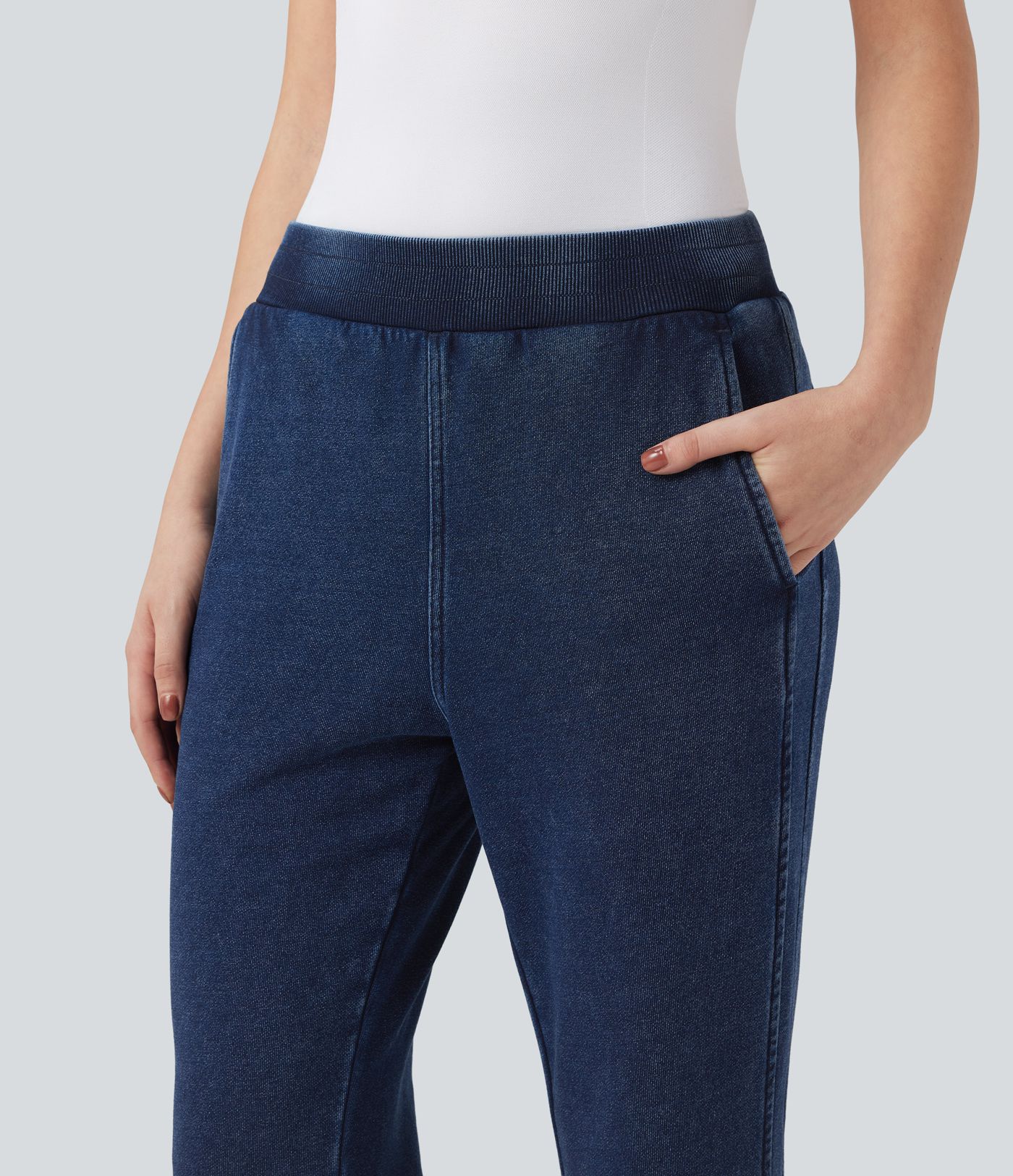 Halara Flex™ Mid Rise French Terry Casual Flare Sweatpants Jeans with Pockets