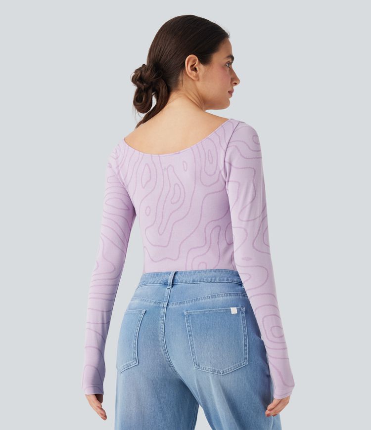 OneForm Seamless Flow Scoop Neck Long Sleeve Casual Sports Tops