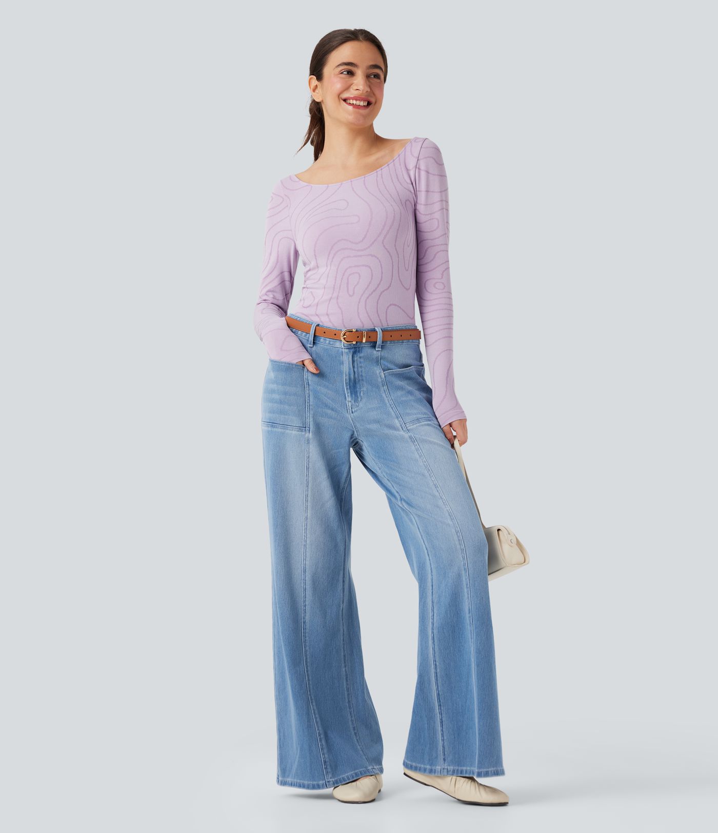 OneForm Seamless Flow Scoop Neck Long Sleeve Casual Sports Tops