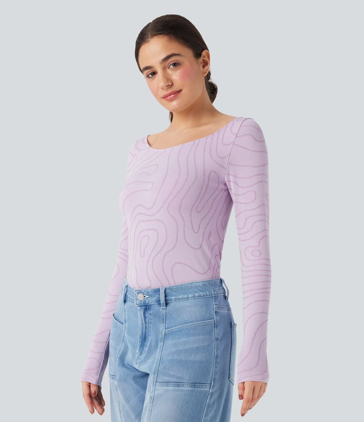 OneForm Seamless Flow Scoop Neck Long Sleeve Casual Sports Tops