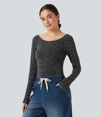 OneForm Seamless Flow Scoop Neck Long Sleeve Casual Sports Tops