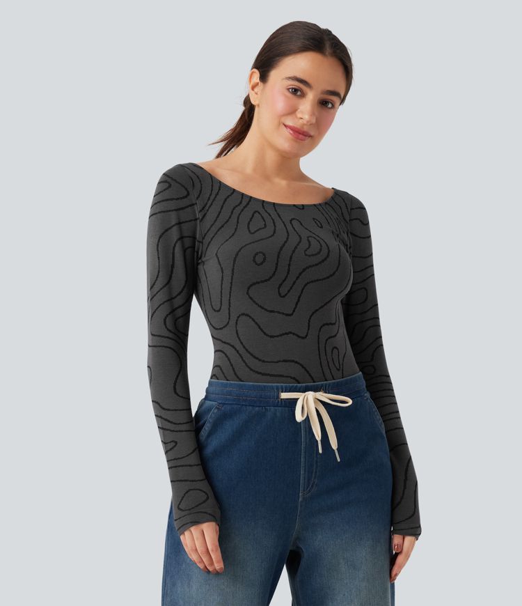 OneForm Seamless Flow Scoop Neck Long Sleeve Casual Sports Tops