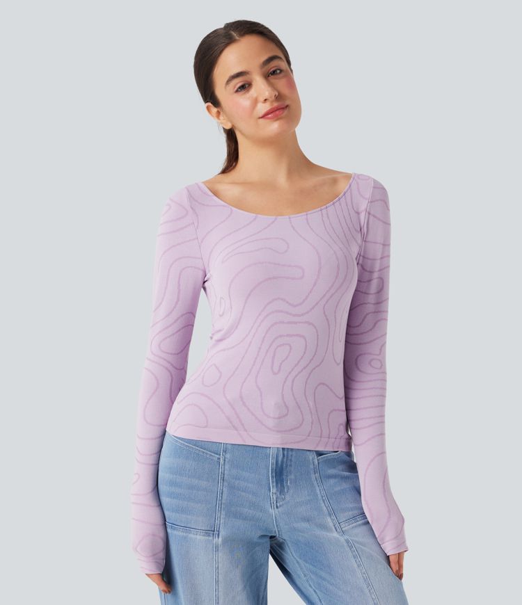 OneForm Seamless Flow Scoop Neck Long Sleeve Casual Sports Tops