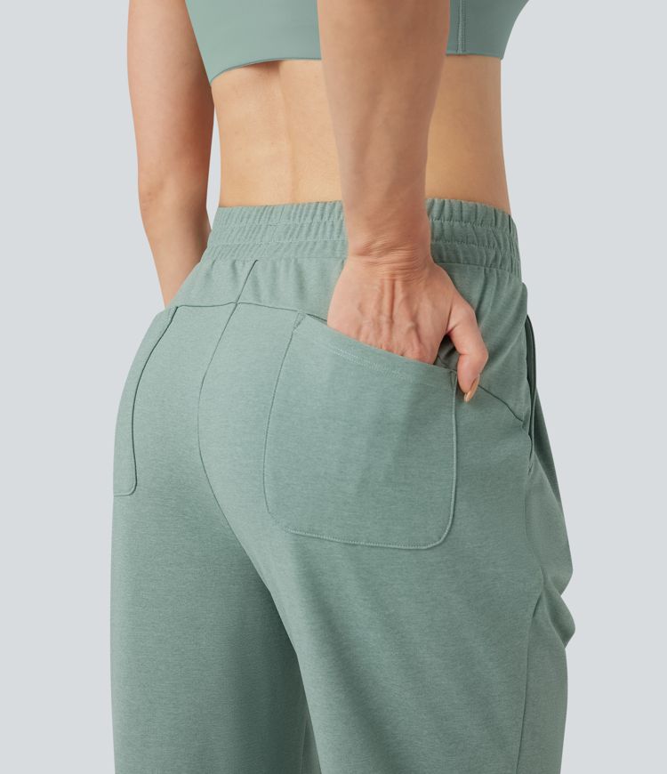 Mid Rise Heathered Fleece Warming Dance Joggers with Pockets