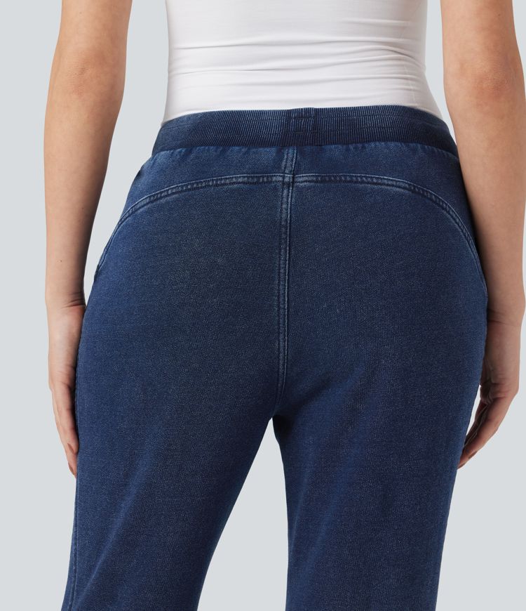 Jean évasé jogging molleton français Halara Flex™ taille mi-haute avec poches