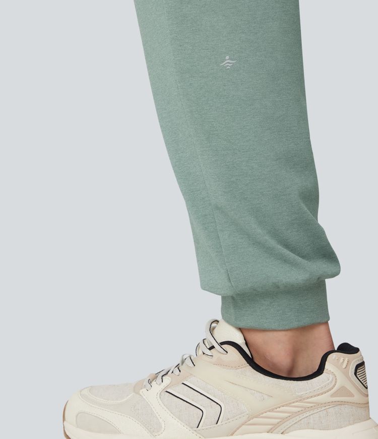 Mid Rise Heathered Fleece Warming Dance Joggers with Pockets