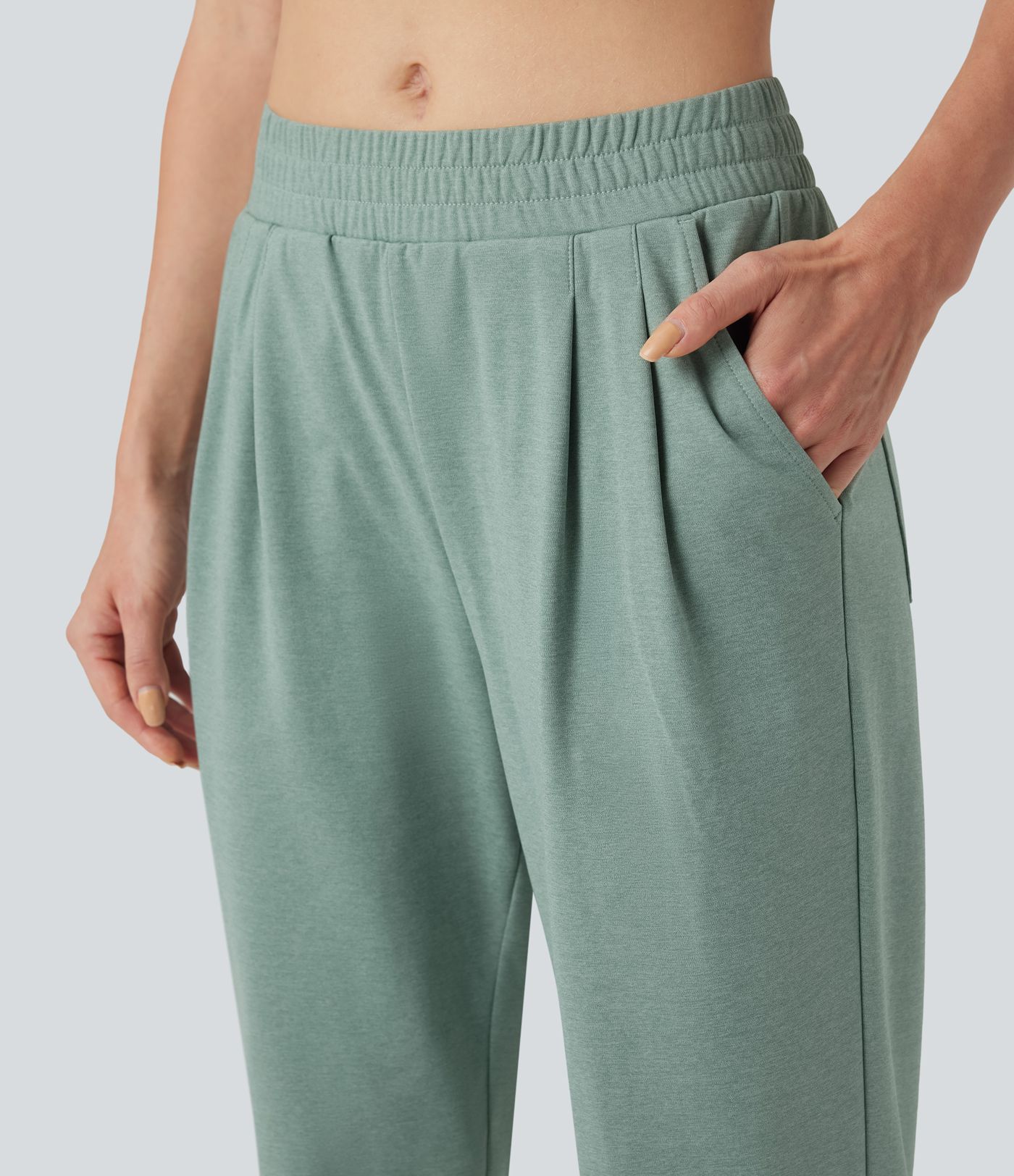 Mid Rise Heathered Fleece Warming Dance Joggers with Pockets