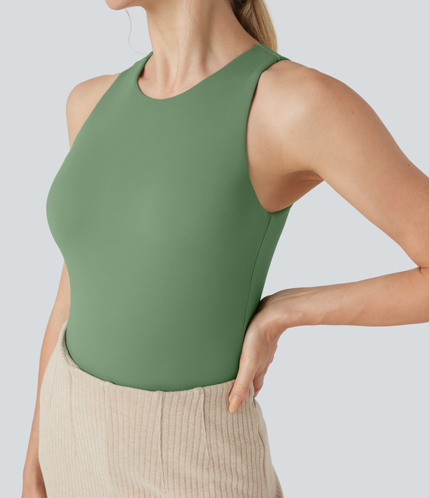 SoftlyZero™ Airy Round Neck Sleeveless Skinny Work Bodysuit