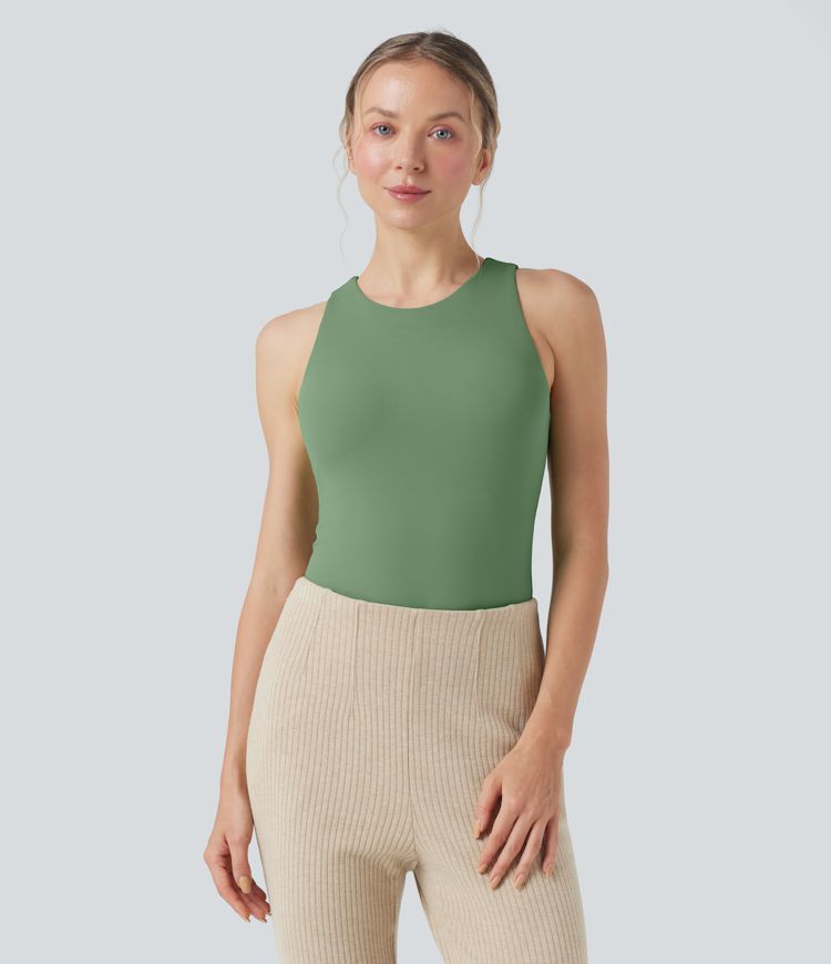 SoftlyZero™ Airy Round Neck Sleeveless Skinny Work Bodysuit