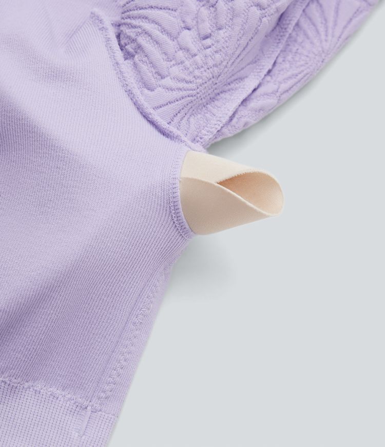 OneForm Seamless Flow Jacquard Long Sleeve Cropped Slim Yoga Sports Top