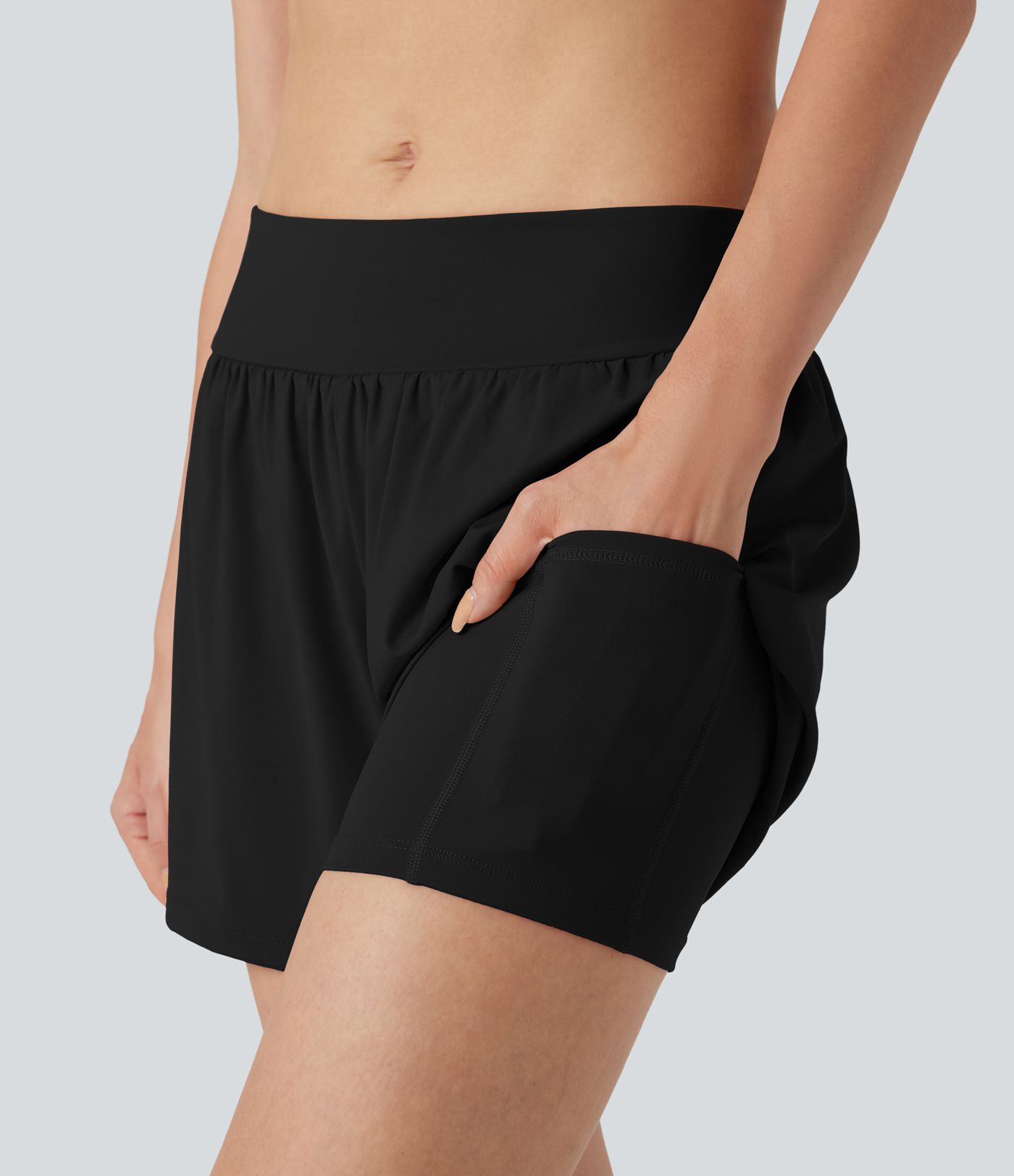 SoftlyZero™ Luftige Kurze Hose mit niedrigerer Taille und Kühleffekt 5'' mit Taschen