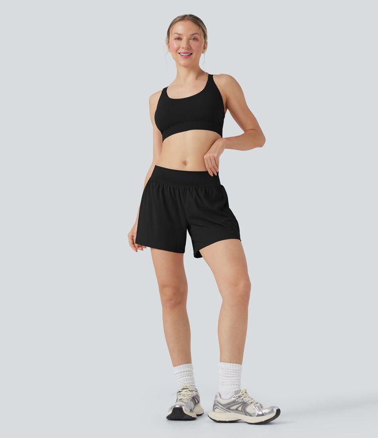 SoftlyZero™ Luftige Kurze Hose mit niedrigerer Taille und Kühleffekt 5'' mit Taschen