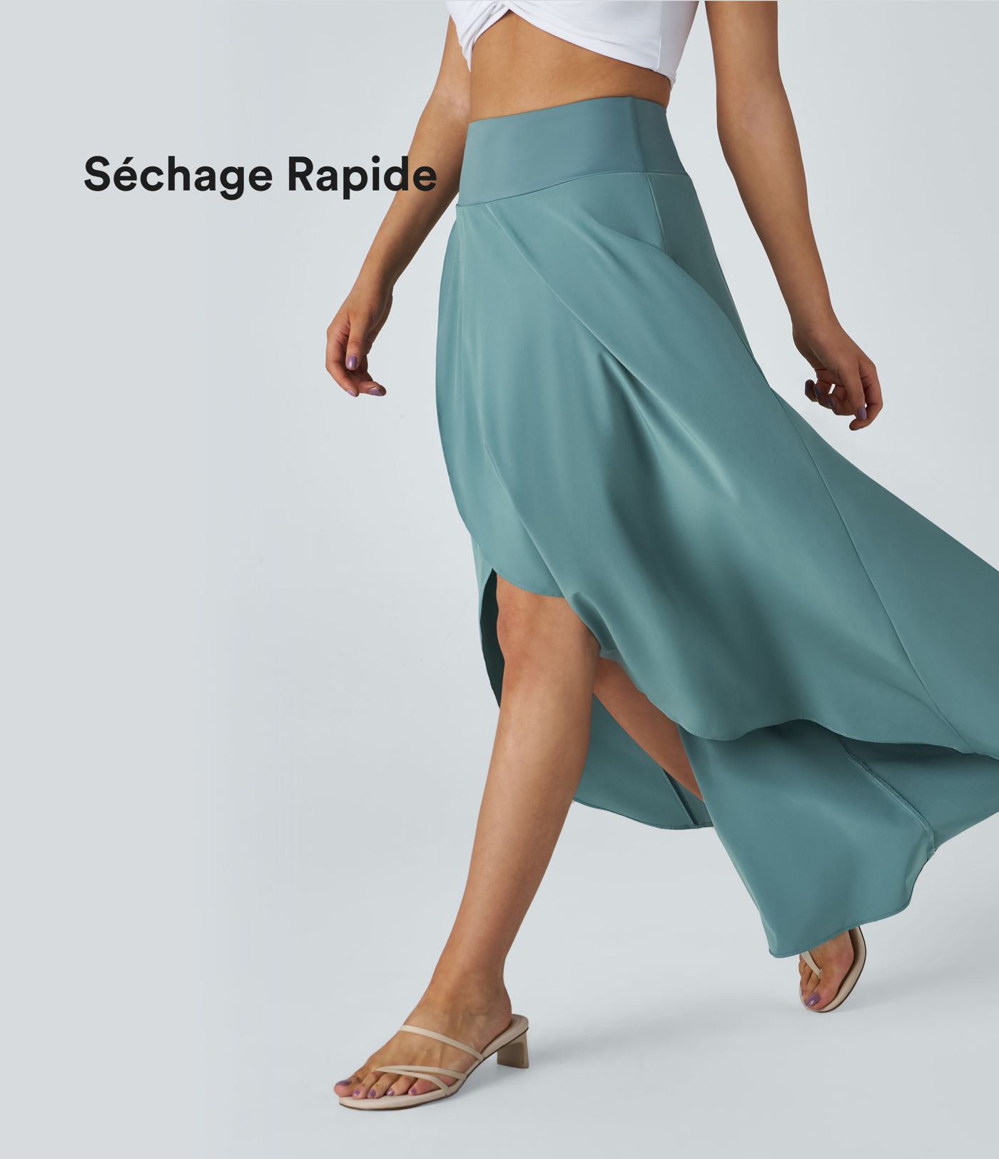 Breezeful™ Jupe Longue Casual Taille Haute à Volants 2en1 Fluide Sèchement Rapide Quotidien Maxi