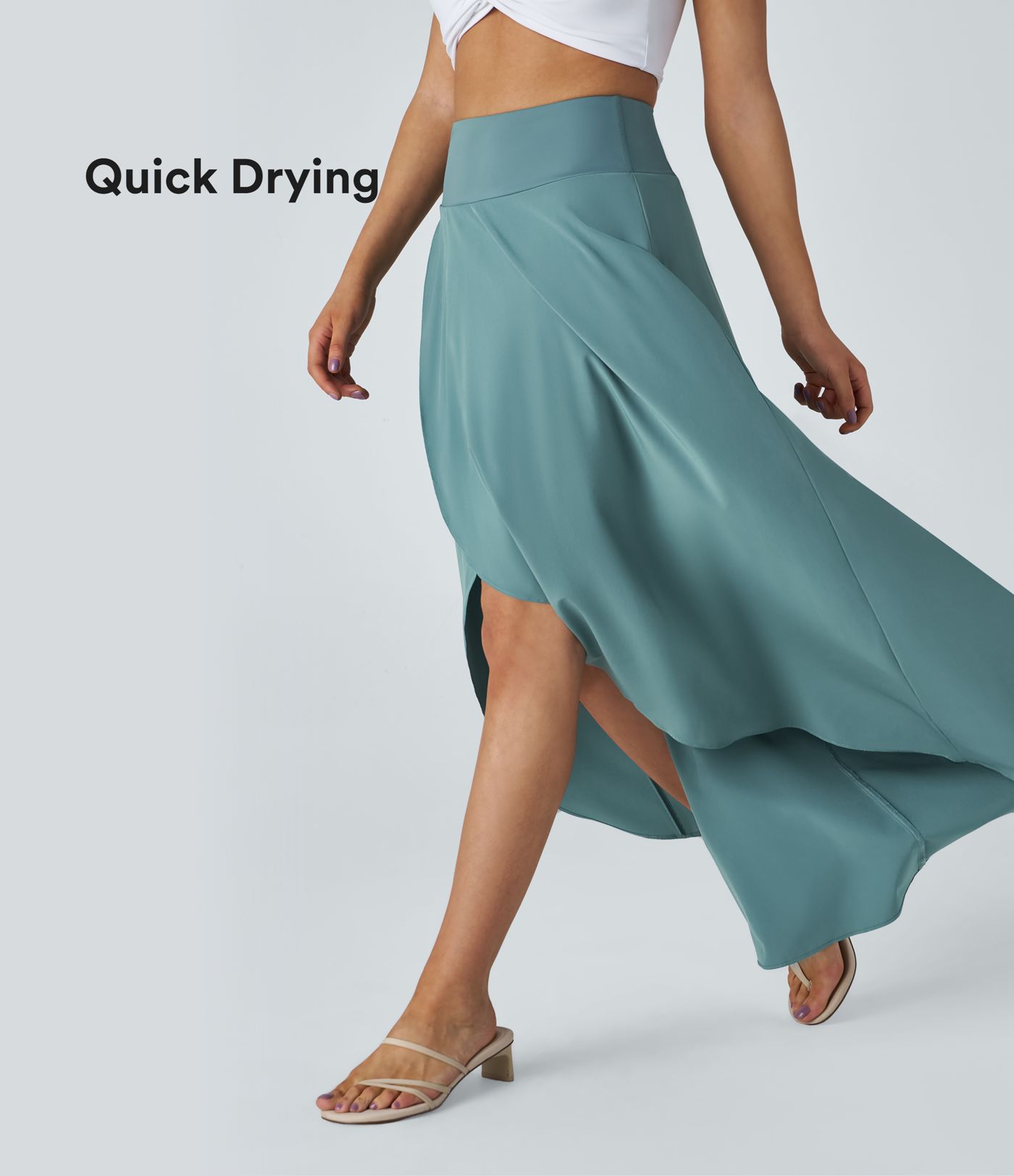 Breezeful™ Jupe Longue Casual Taille Haute à Volants 2en1 Fluide Sèchement Rapide Quotidien Maxi