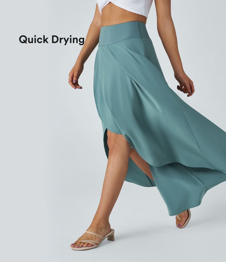 Breezeful™ Jupe Longue Casual Taille Haute à Volants 2en1 Fluide Sèchement Rapide Quotidien Maxi