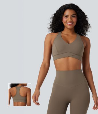 Halara UltraSculpt™ Medium Support V Neck Racerback Training Sports Bra