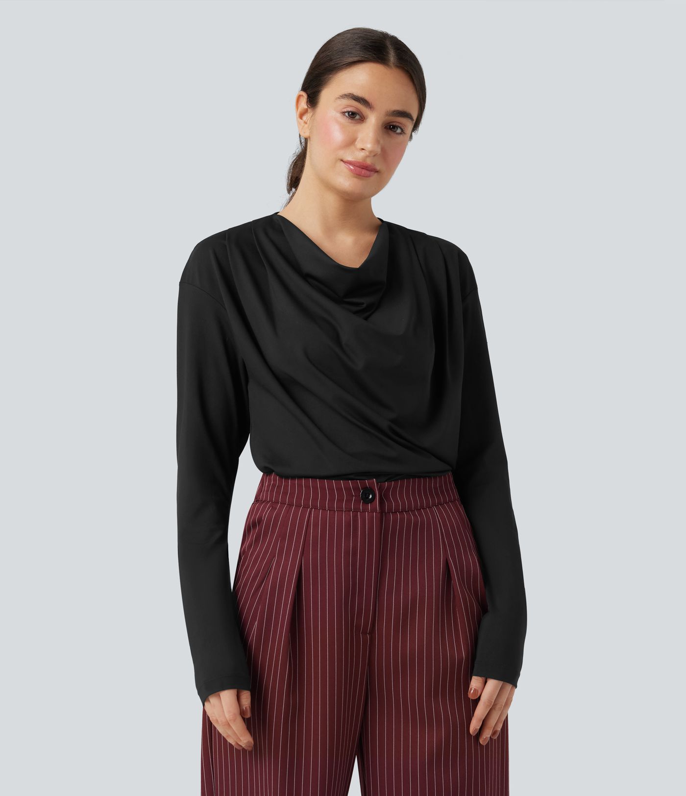 カウルネック長袖ワークトップ