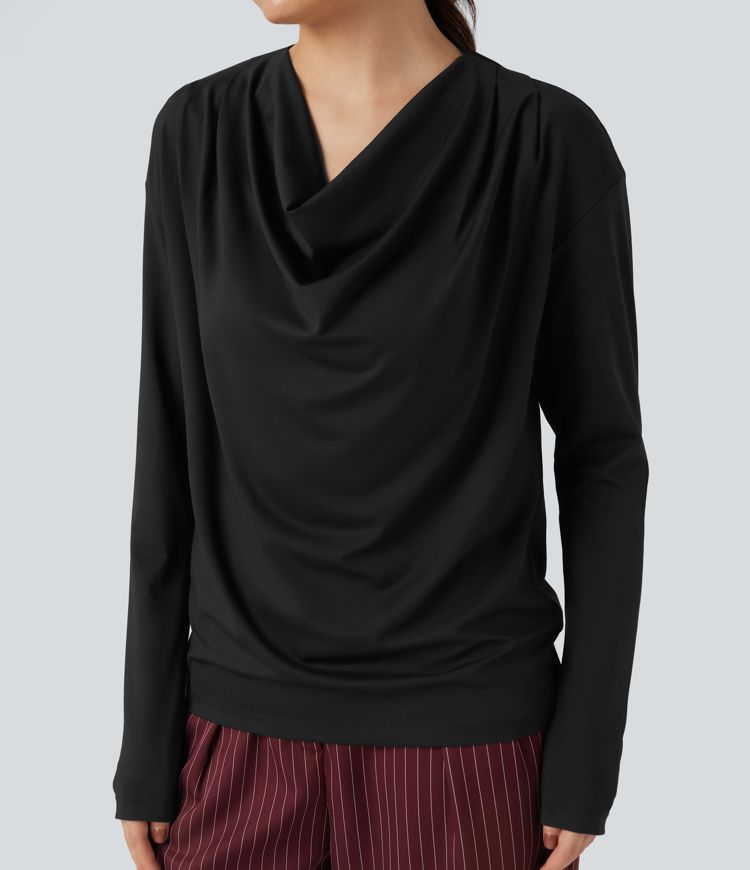 カウルネック長袖ワークトップ