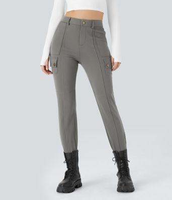 DayStretch High Waisted Zipper Pockets Solid Skinny Cargo Pants