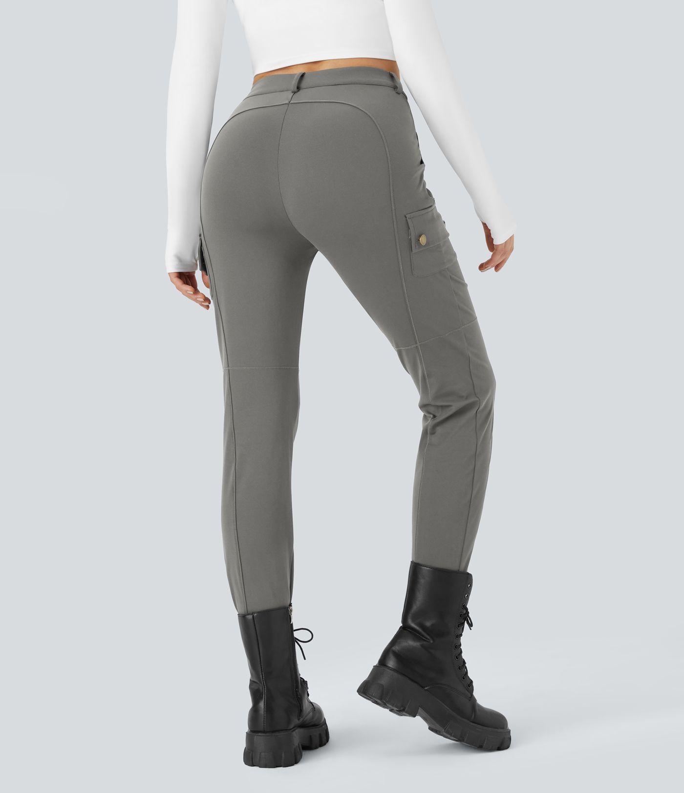 DayStretch High Waisted Zipper Pockets Solid Skinny Cargo Pants