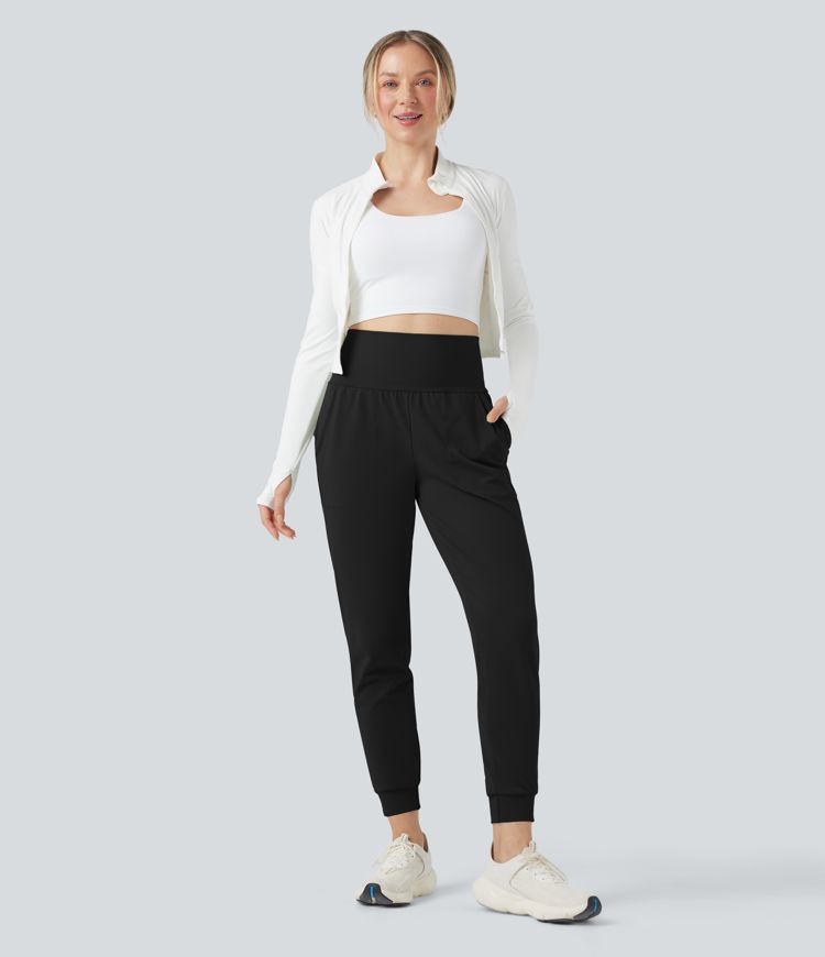 DayStretch Mid Rise Tummy Control Running Joggers with Pockets