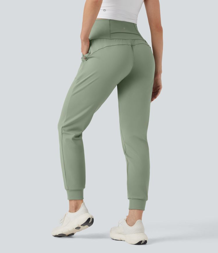 SoCinched Mid Rise Tummy Control Running Joggers with Pockets