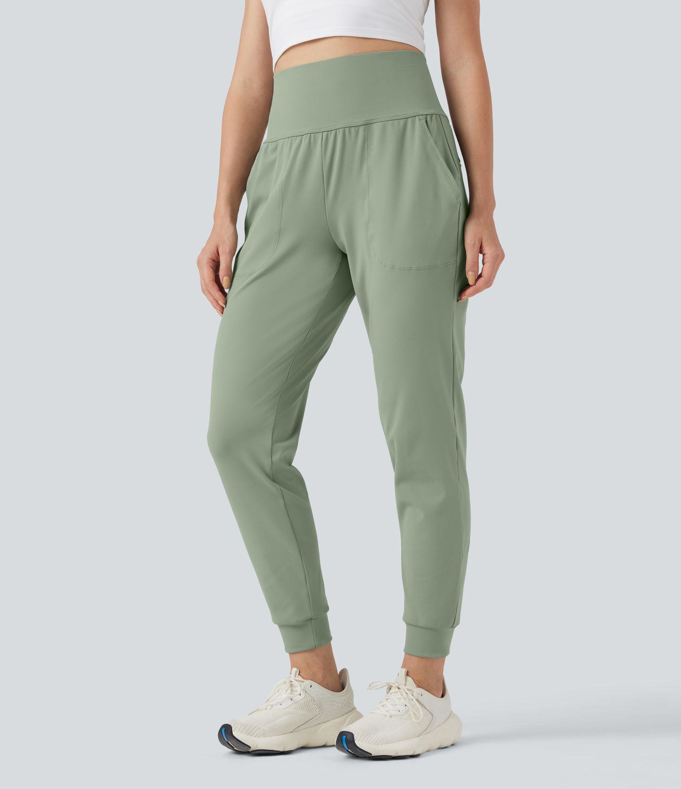 DayStretch Mid Rise Tummy Control Running Joggers with Pockets