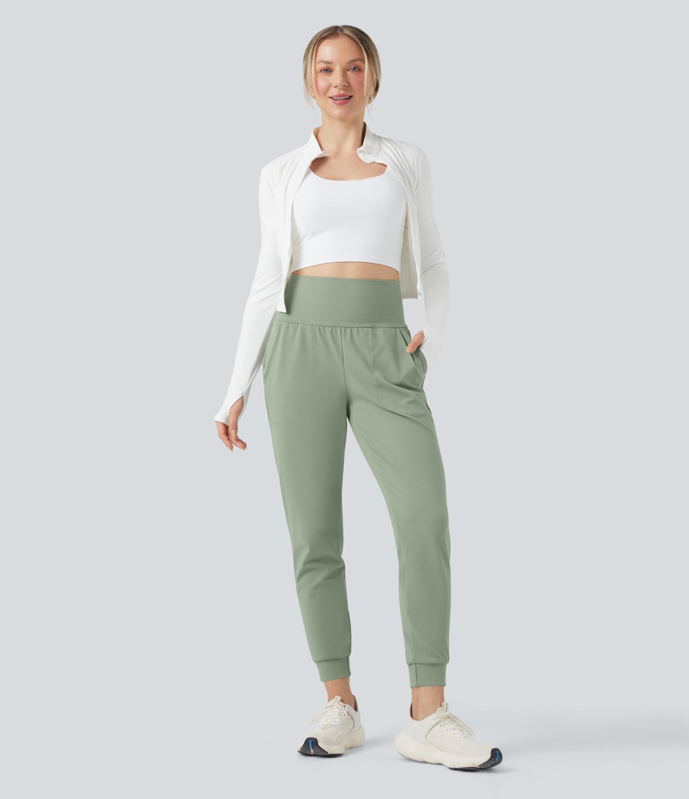 DayStretch Mid Rise Tummy Control Running Joggers with Pockets