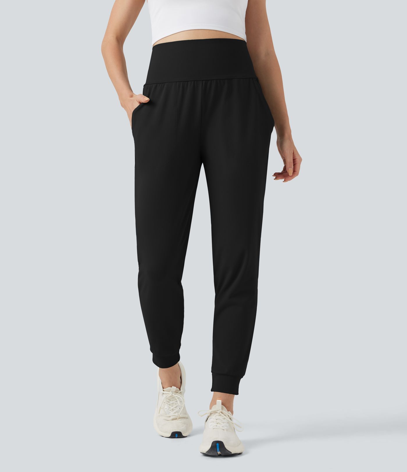 DayStretch Mid Rise Tummy Control Running Joggers with Pockets