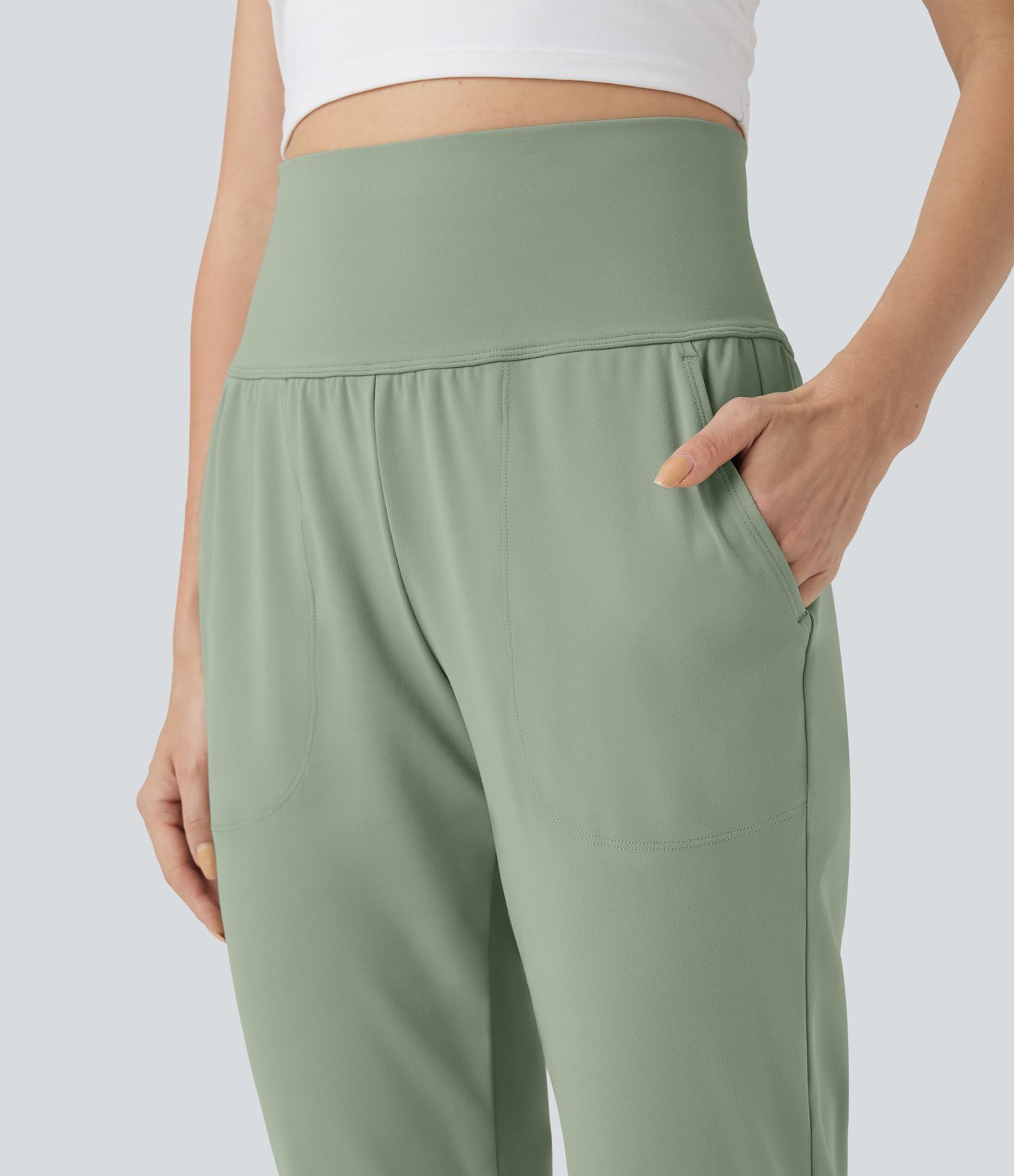 DayStretch Mid Rise Tummy Control Running Joggers with Pockets