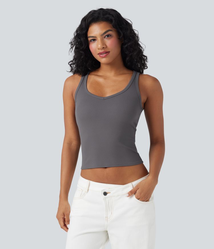 Camiseta sin mangas casual acanalada