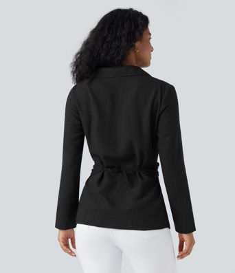 Long Sleeve Wrapped Tie Back Work Shirt