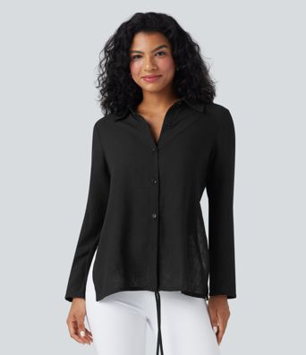 Long Sleeve Wrapped Tie Back Work Shirt