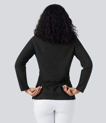 Long Sleeve Wrapped Tie Back Work Shirt