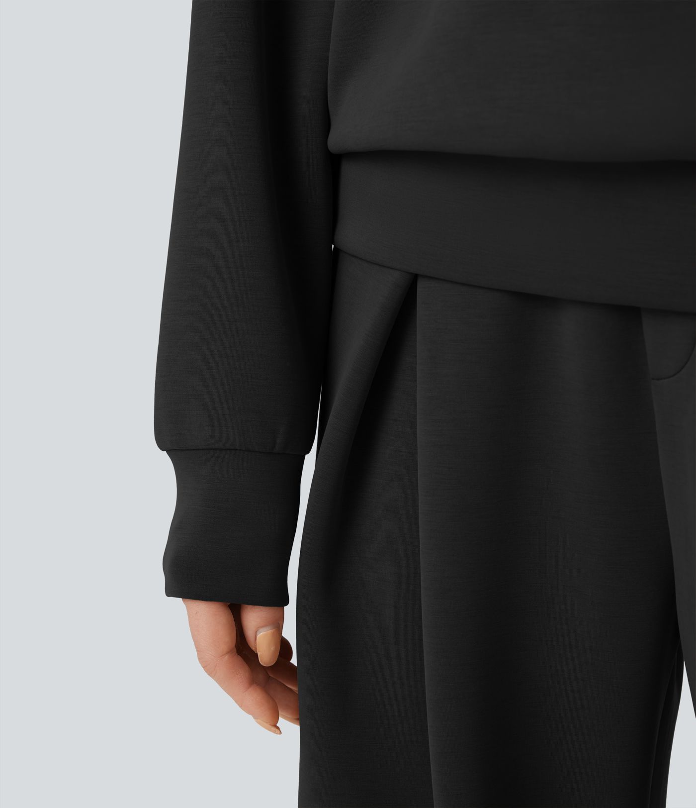 SpacerTek™ Rounded Neckline Long Sleeve Crossover Back Casual Sweatshirt