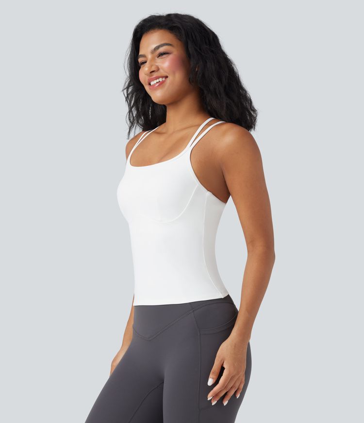 SoftlyZero™ Plush Double Straps Crisscross Back Yoga Tank Top-Longer Length
