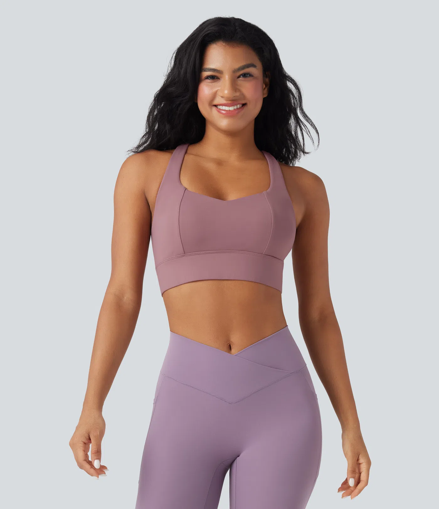 Light Support Racerback Crisscross Yoga Sports Bra A-C Cups