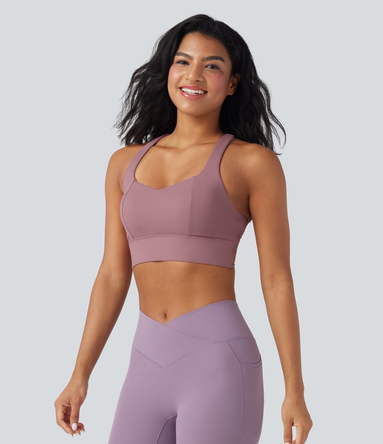 Light Support Racerback Crisscross Yoga Sports Bra A-C Cups