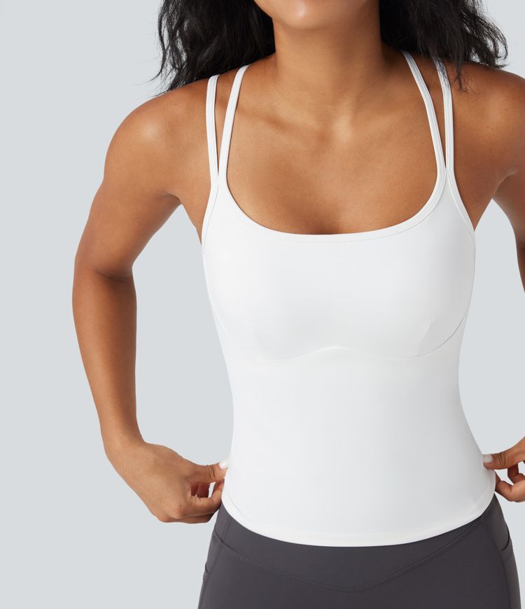 SoftlyZero™ Plush Double Straps Crisscross Back Yoga Tank Top-Longer Length