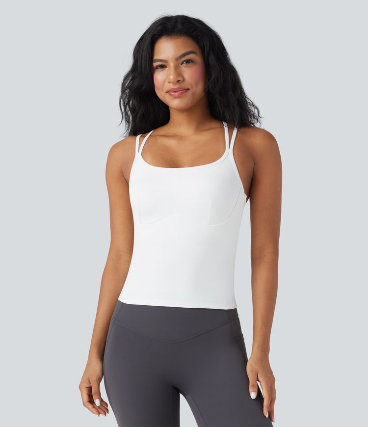 SoftlyZero™ Plush Double Straps Crisscross Back Yoga Tank Top-Longer Length